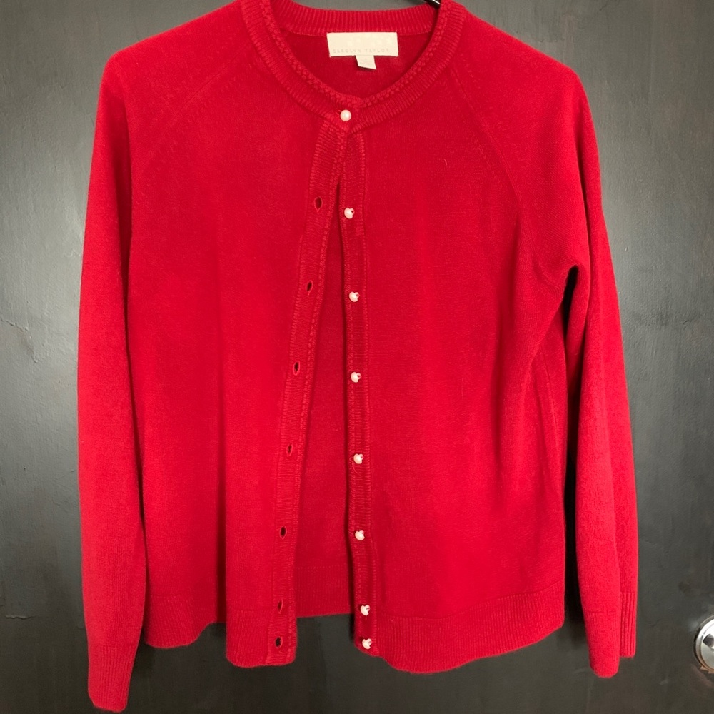 NWOT Red Cardigan with Pearl Buttons